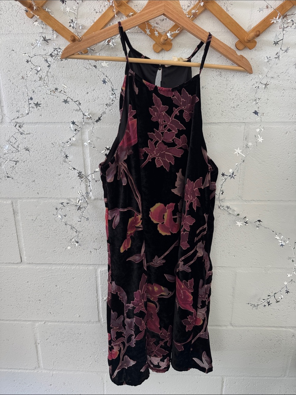 Velvet sheer black floral dress